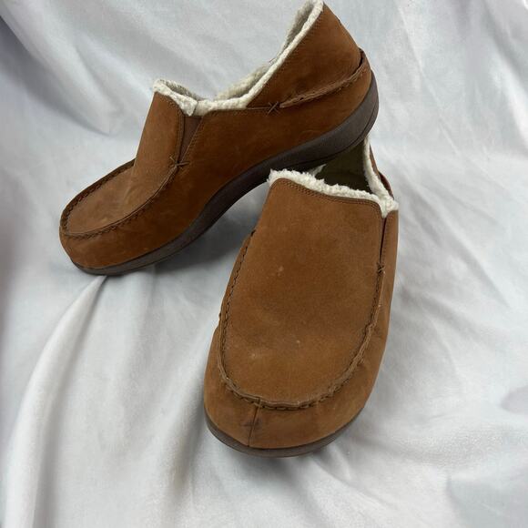 Powerstep Arch Wear Men Size 11 House Slipper Shoes Fawn Sherpa Lined Structured - Picture 1 of 16
